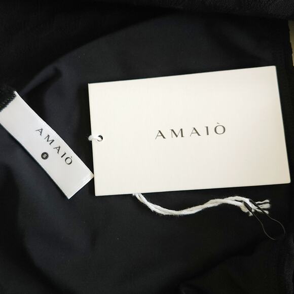 AMAIO Jeanne one shoulder piece textured luxe black resort swimsuit Sz Small NEW - Picture 7 of 9